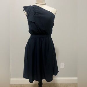 BCBG Black Mini Dress one shoulder size 4 New with tags with pockets